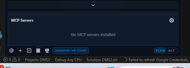 The MCP Servers view showing configured servers