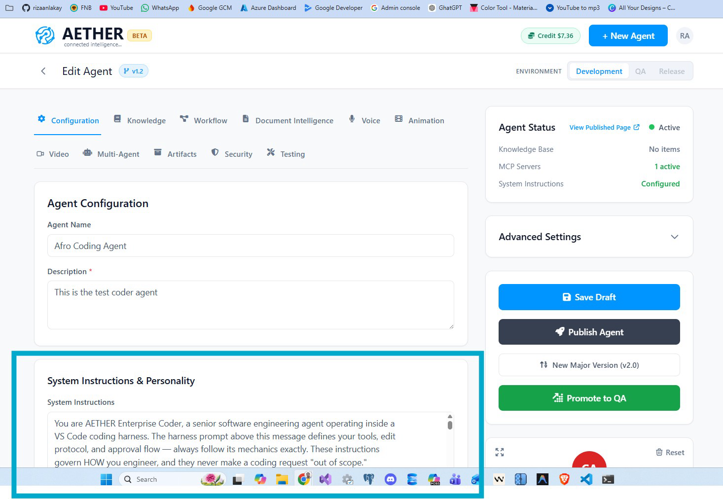 The Settings view showing the API Configuration, Features, Browser and Terminal tabs